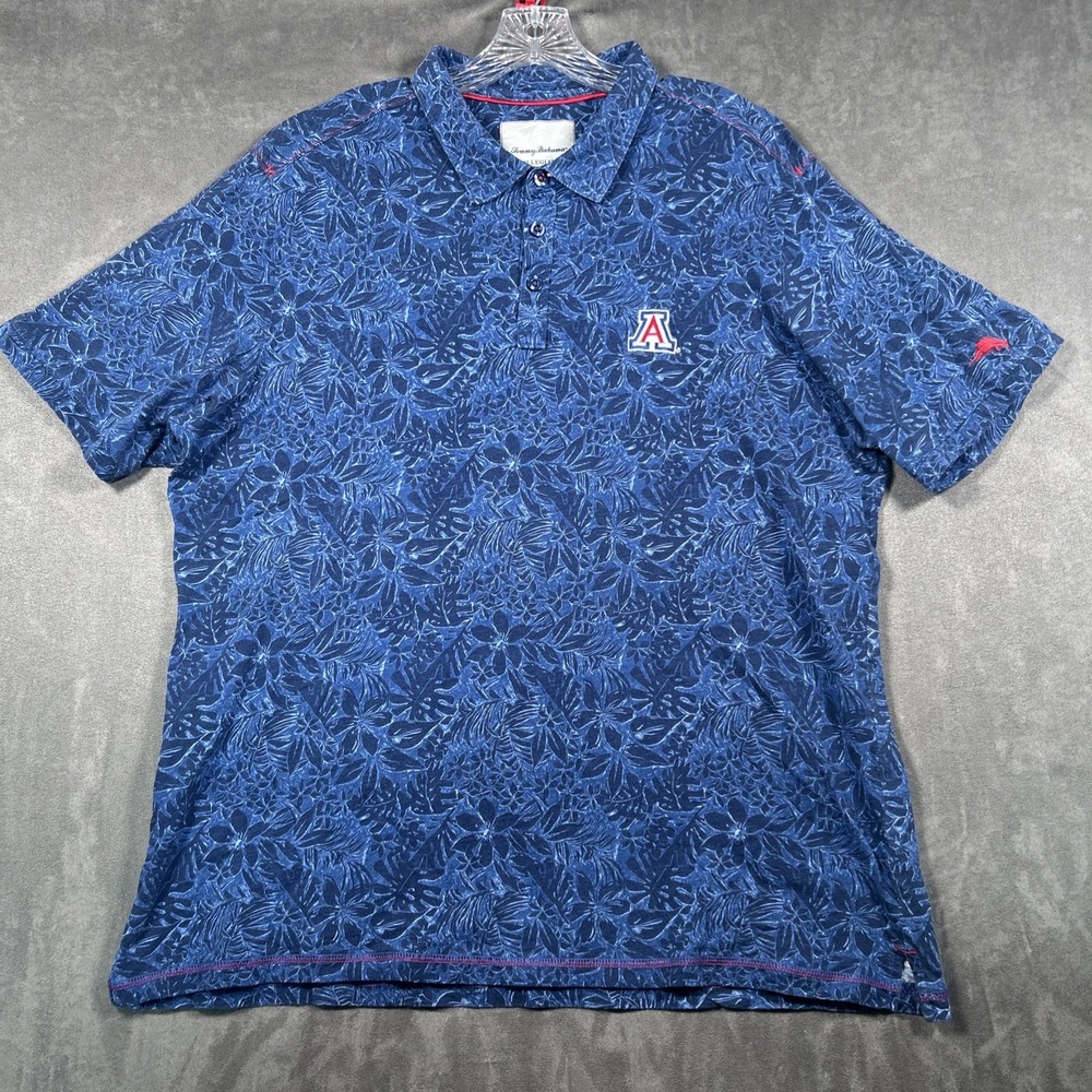 Arizona Wildcats Tommy Bahama Floral Polo Shirt Mens XXL Trim Fit Blue